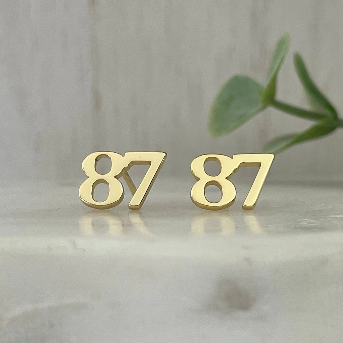 87 Stud Earrings Gold - Apparel & Accessories - The Red Rival