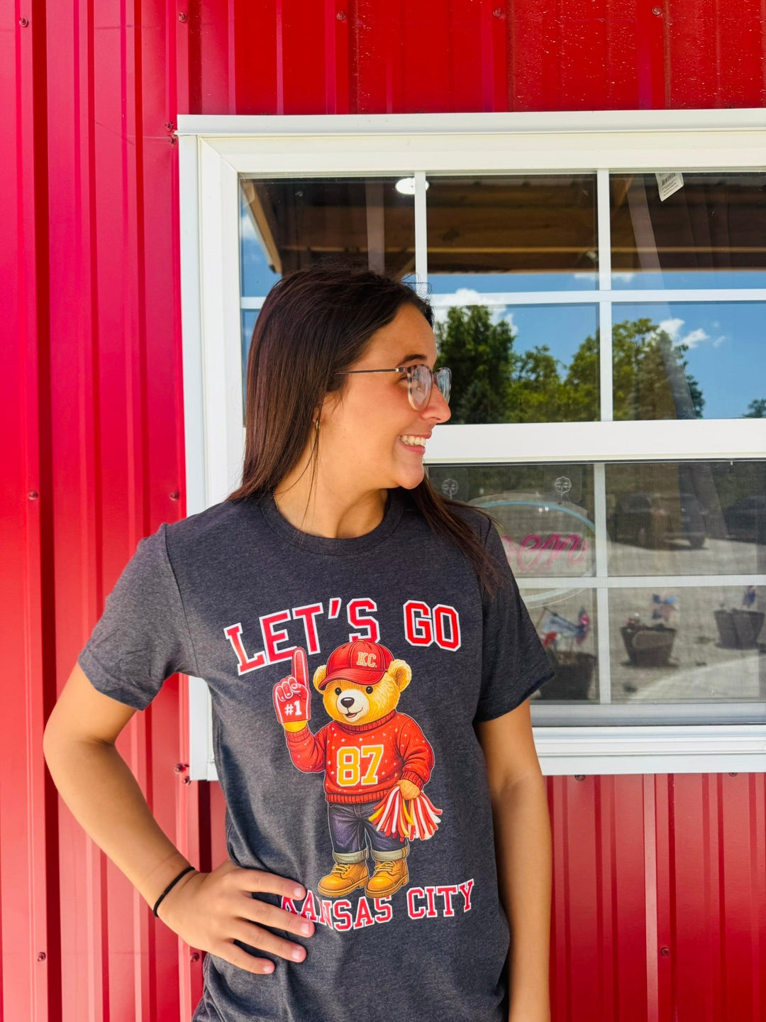 87 Vintage Bear Fan - Let's Go Kansas City - Heather Dark Grey Tee - Tees & Sweatshirts - The Red Rival