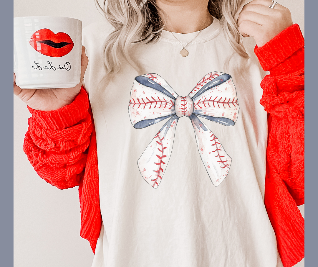 Baseball Bow Natural Tee - The Red Rival