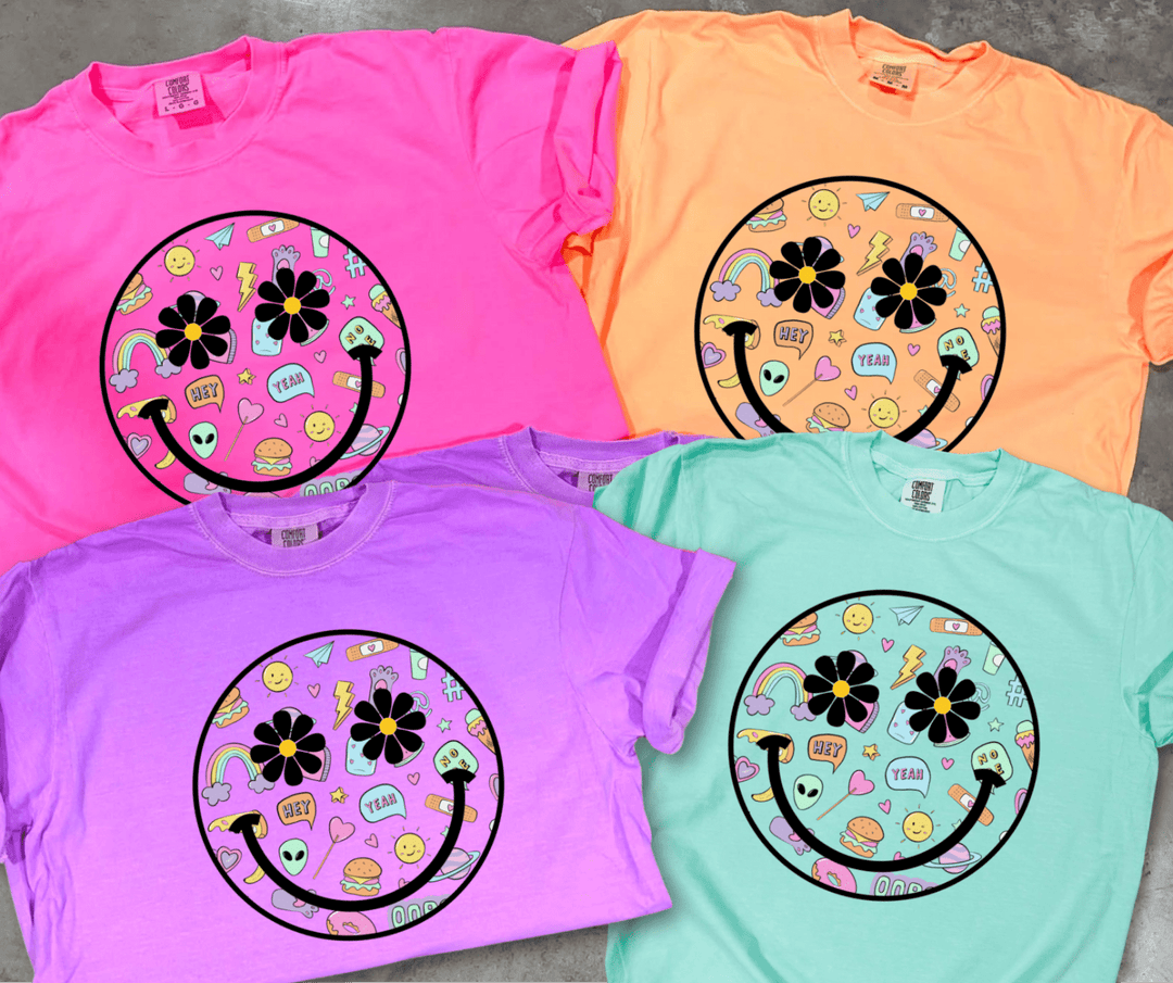 90s Icons Smile Face (Pick your tee color) - Graphic Tee - The Red Rival