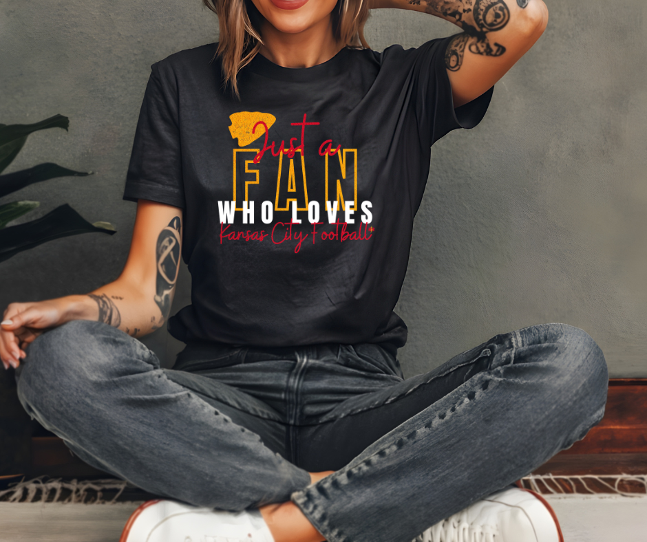 Just a Fan Who Loves Kansas City Football Black Tee - The Red Rival