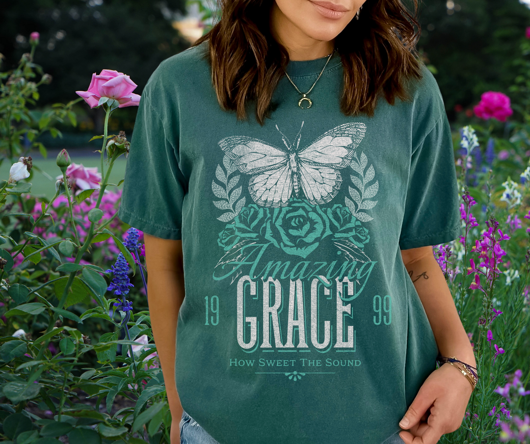 Amazing Grace Blue Spruce Graphic Tee - The Red Rival