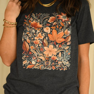 Fall Flowers Grey Tee - The Red Rival
