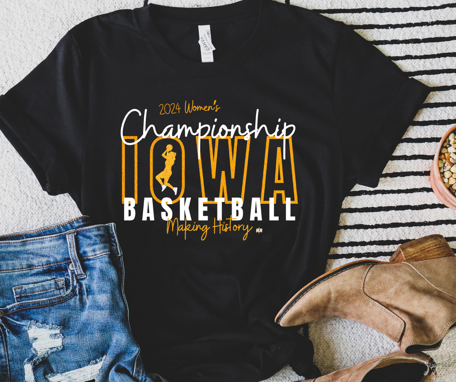 2024 Women's Championship Iowa Basketball Black Graphic Tee - The Red Rival