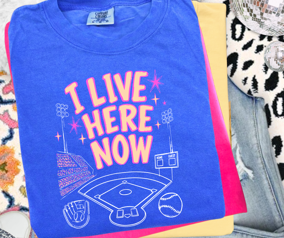 DEAL OF THE DAY - Baseball I Live Here Now Blue Tee (FINAL SALE)