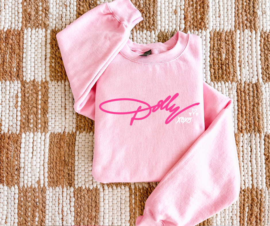 DEAL OF THE DAY - Signed Dolly XOXO Light Pink Tee or Sweatshirt - FINAL SALE