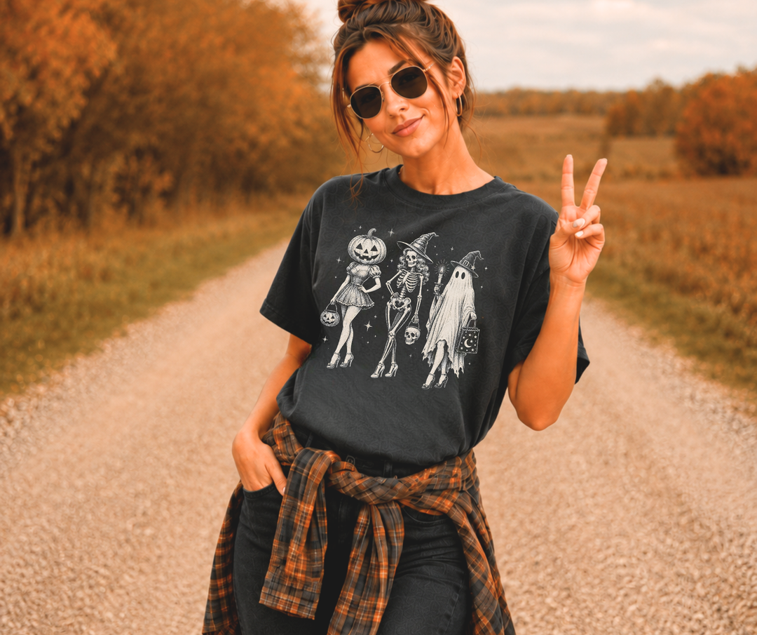 DEAL OF THE DAY - Halftone 3 Spooky Gals Pepper Tee - FINAL SALE