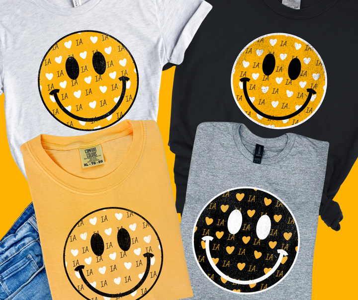 IOWA Black &amp; Gold Happy Face (Pick Your Color)