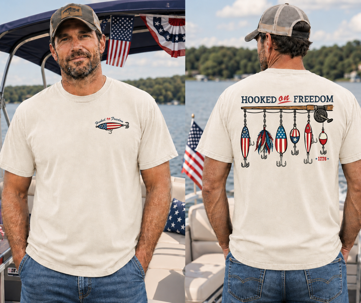 DEAL OF THE DAY -  Hooked on Freedom Ivory Tee (FINAL SALE)