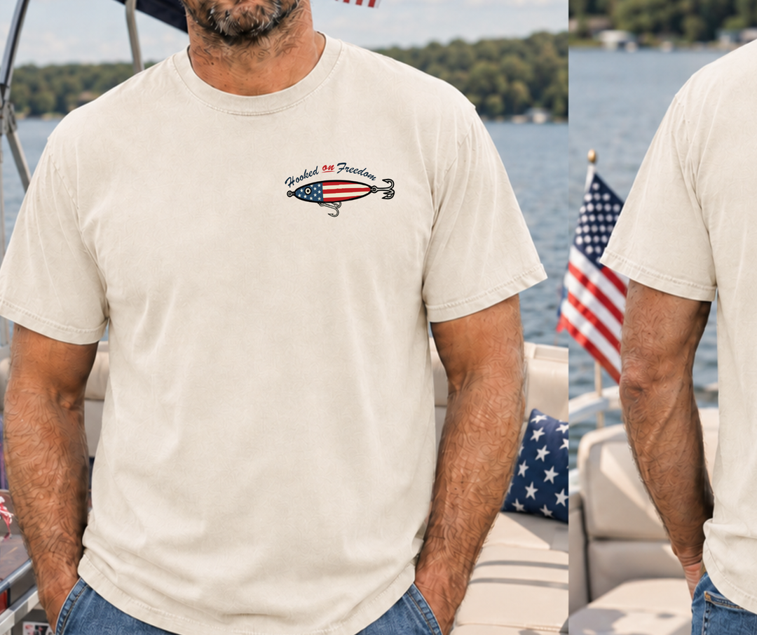 DEAL OF THE DAY -  Hooked on Freedom Ivory Tee (FINAL SALE)
