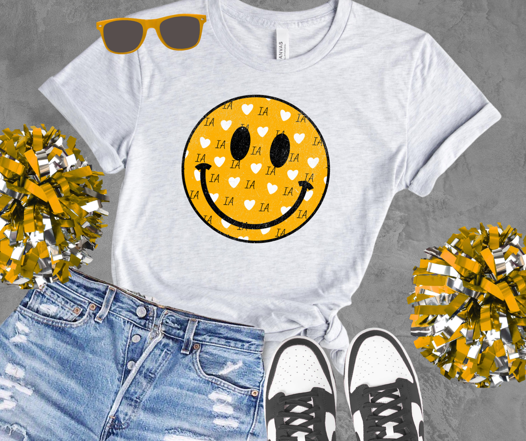 IOWA Black &amp; Gold Happy Face (Pick Your Color)