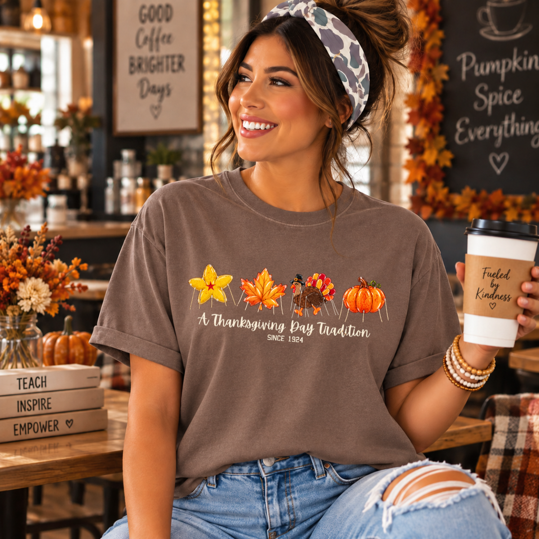 DEAL OF THE DAY - Thanksgiving Balloons Brown Tee or Sweatshirt - FINAL SALE