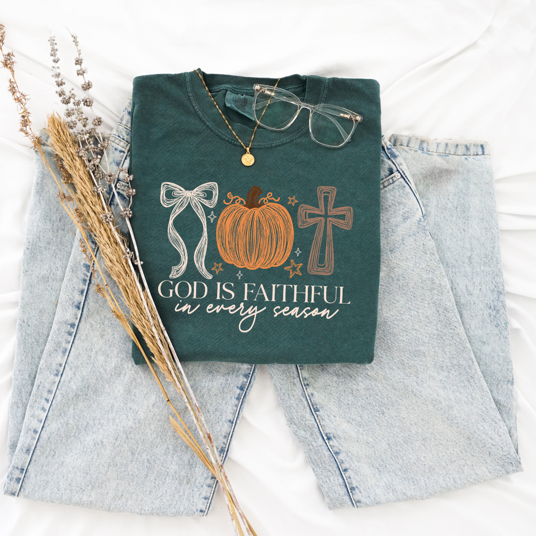 DEAL OF THE DAY - God Is Faithful Pumpkin Blue Spruce Tee (FINAL SALE)