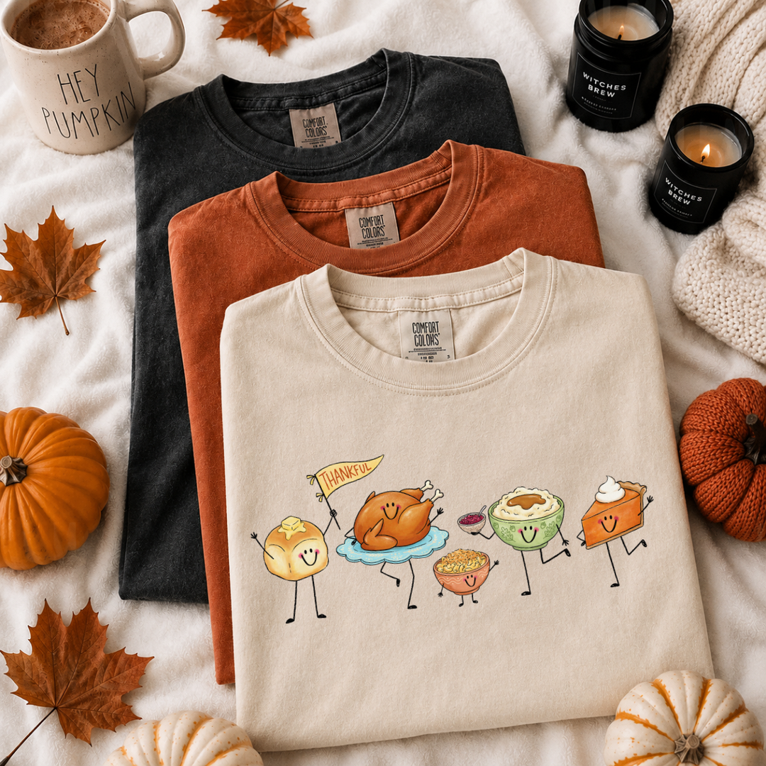 DEAL OF THE DAY - Thanksgiving Characters Ivory Tee - (FINAL SALE)