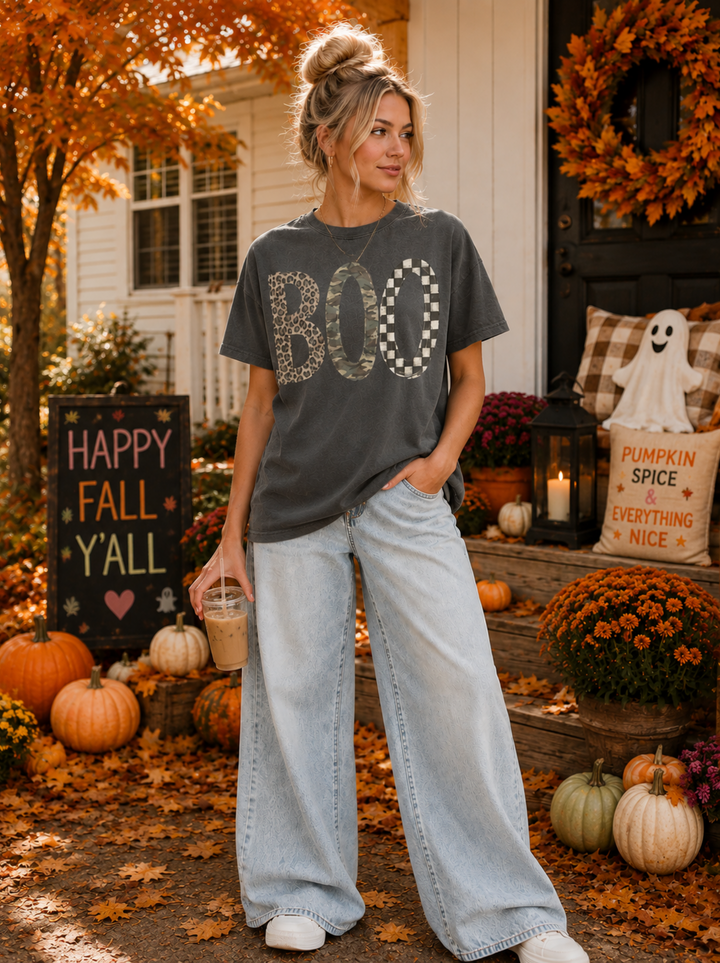 DEAL OF THE DAY - Neutral Patterned BOO Pepper Tee (FINAL SALE)