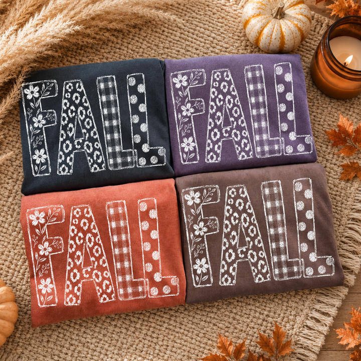 DEAL OF THE DAY - Patterned Fall Letters (Pick Your Tee Color) - (FINAL SALE)