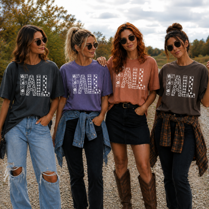 DEAL OF THE DAY - Patterned Fall Letters (Pick Your Tee Color) - (FINAL SALE)
