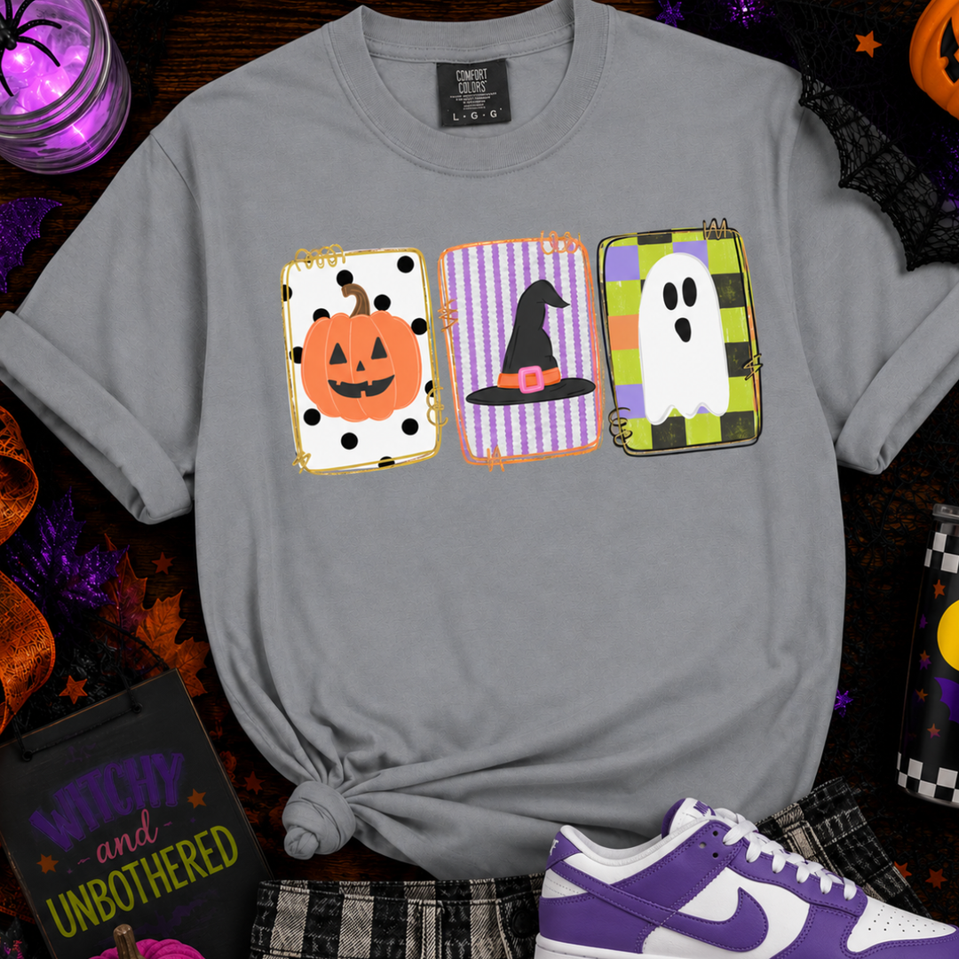 DEAL OF THE DAY - Halloween Doodle Frames Grey Tee (FINAL SALE)
