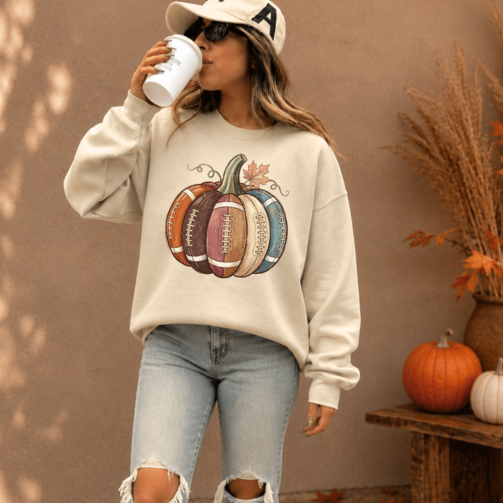 DEAL OF THE DAY - Fall Football Pumpkin Tan Tee or Sweatshirt - FINAL SALE