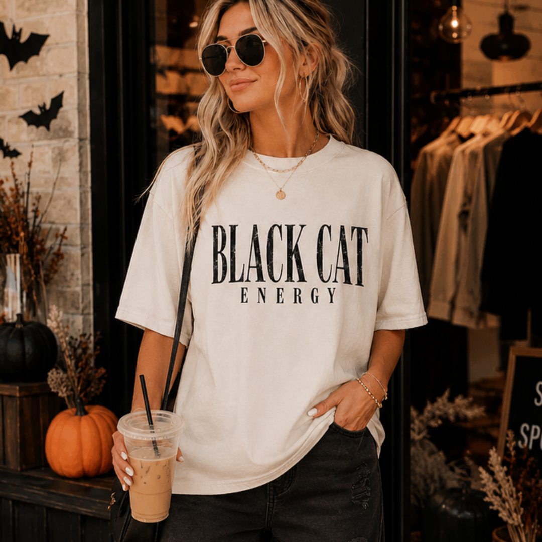 DEAL OF THE DAY - Black Cat Energy Ivory Tee - (FINAL SALE)