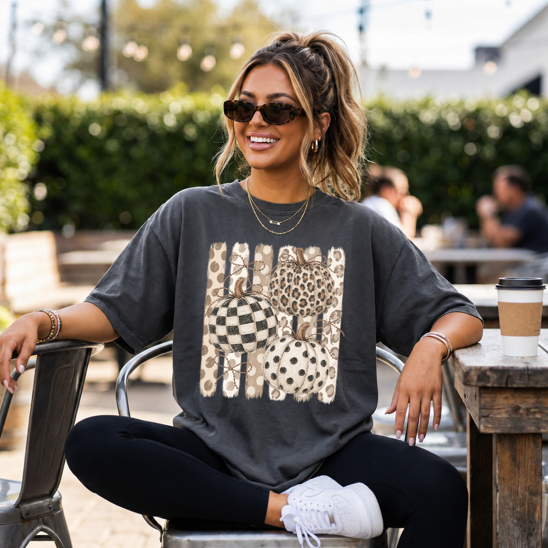 DEAL OF THE DAY - Striped Patterned Pumpkins Pepper Tee (FINAL SALE)