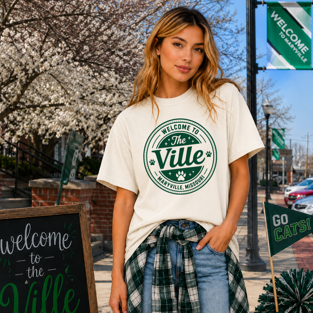 Green Welcome to The Ville Ivory Tee