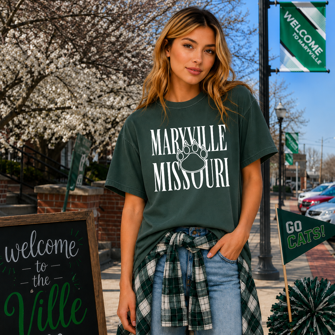 Simple White Maryville Missouri Green Tee