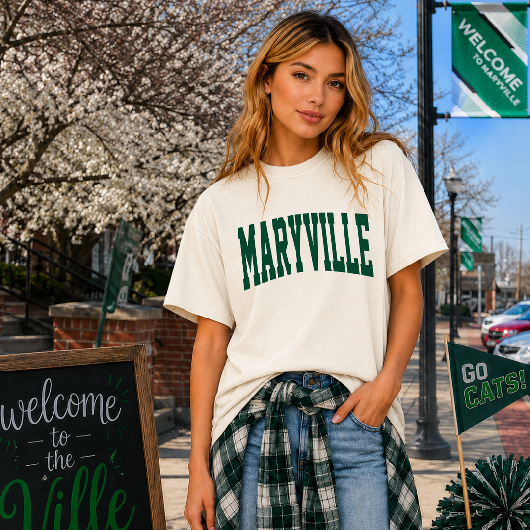 Green Maryville Letters Ivory Tee