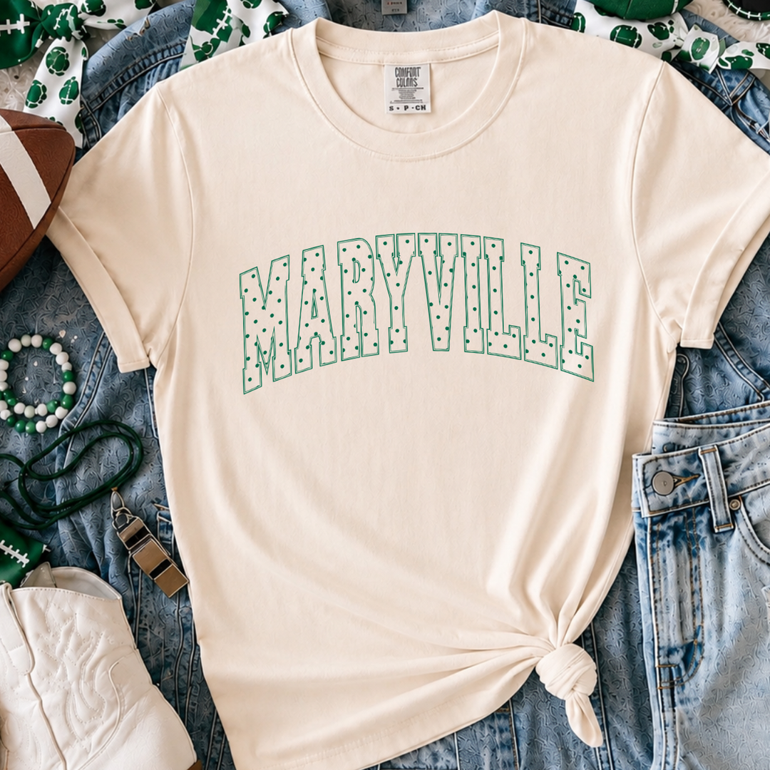 Polk-a-dot Maryville Letters Ivory Tee