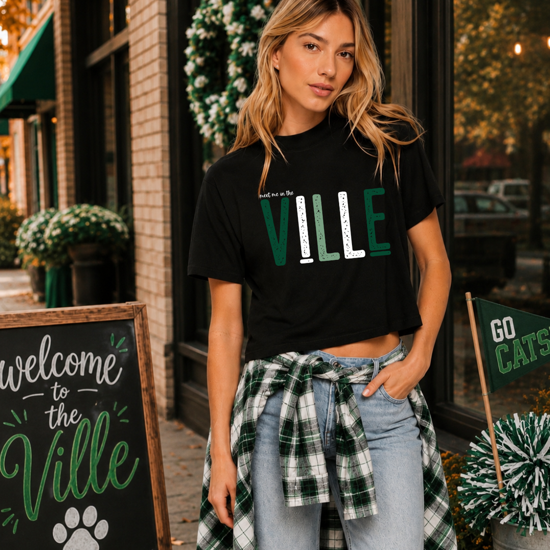 Distressed Take me to The Ville Black Tee