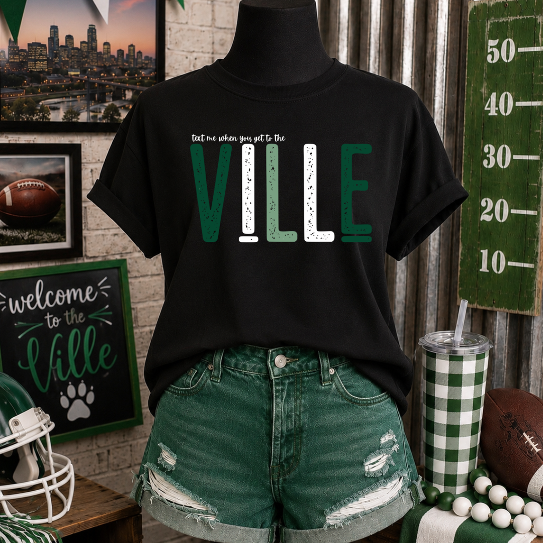 Distressed Text Me When You Get to The Ville Black Tee