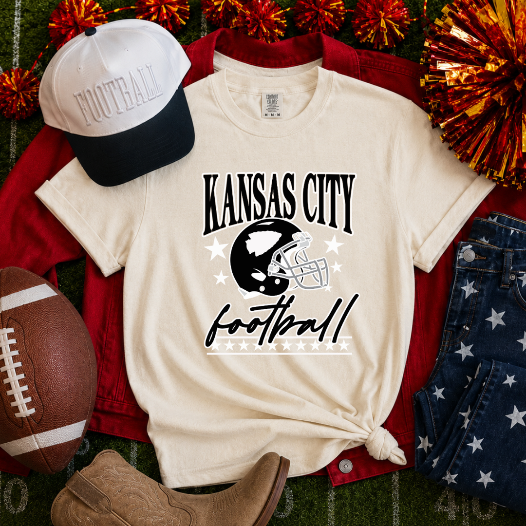 DEAL OF THE DAY - Black Stars Kansas City Football Tan Tee or Sweatshirt - FINAL SALE