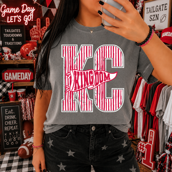 DEAL OF THE DAY - White/Red Distressed KC Football Banner (FINAL SALE)