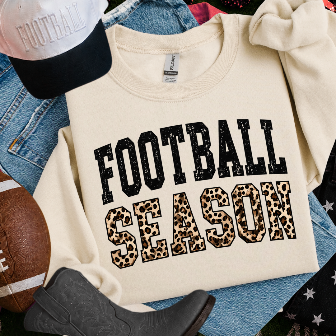 DEAL OF THE DAY - Leopard Football Season Tan Tee or Sweatshirt - FINAL SALE