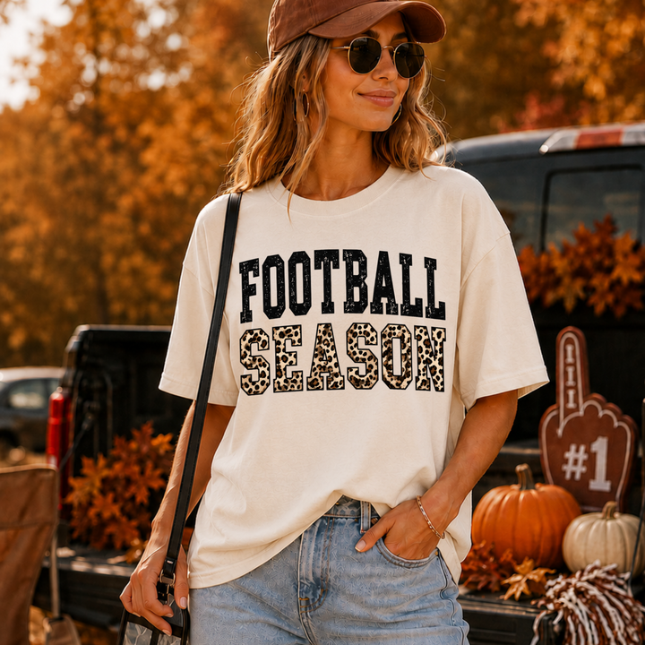 DEAL OF THE DAY - Leopard Football Season Tan Tee or Sweatshirt - FINAL SALE