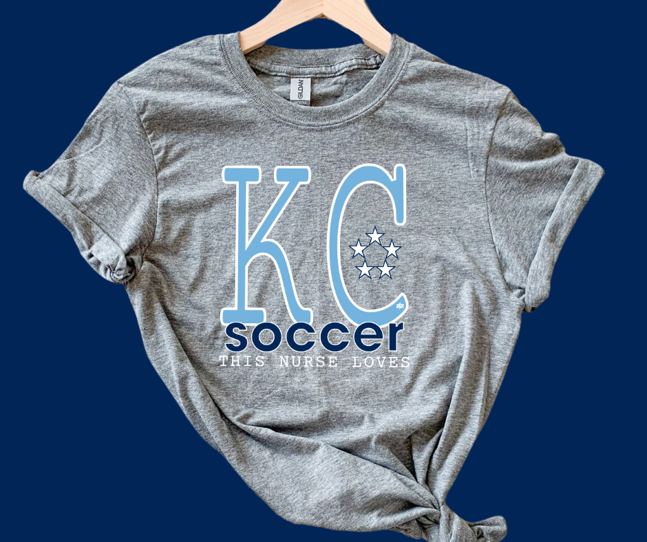 Light Blue & Navy This Nurse Loves KC Soccer