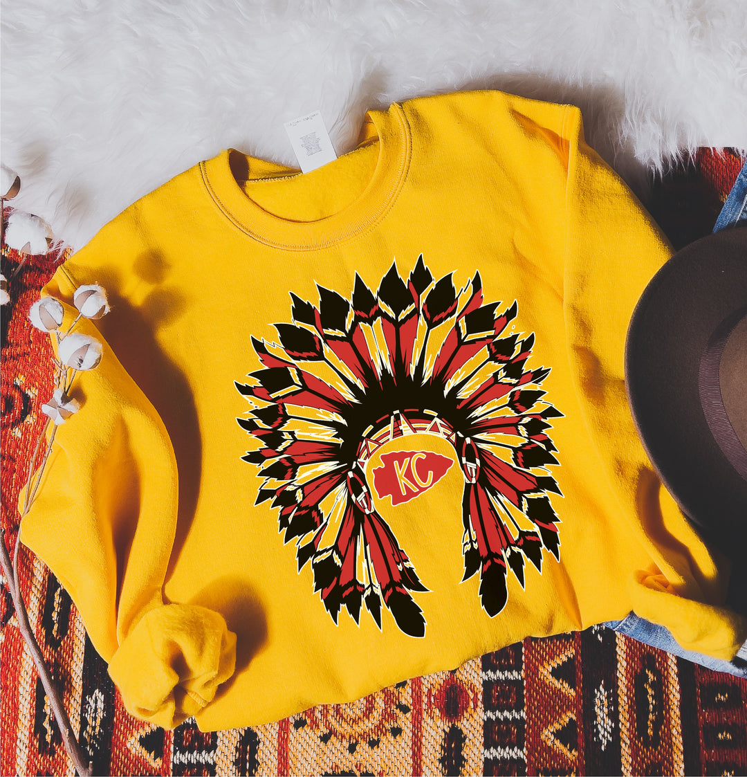 KC Headdress Gold Sweatshirt - The Red Rival