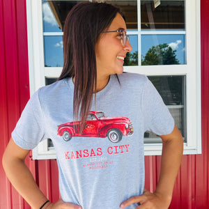 KC Vintage Truck Fan - True Athletic Grey Tee - The Red Rival