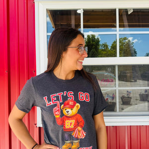87 Vintage Bear Fan - Let's Go Kansas City - Heather Dark Grey Tee - The Red Rival