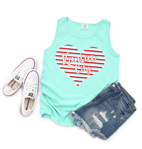 KC Current Colors Kansas City Striped Heart Mint Tank - The Red Rival