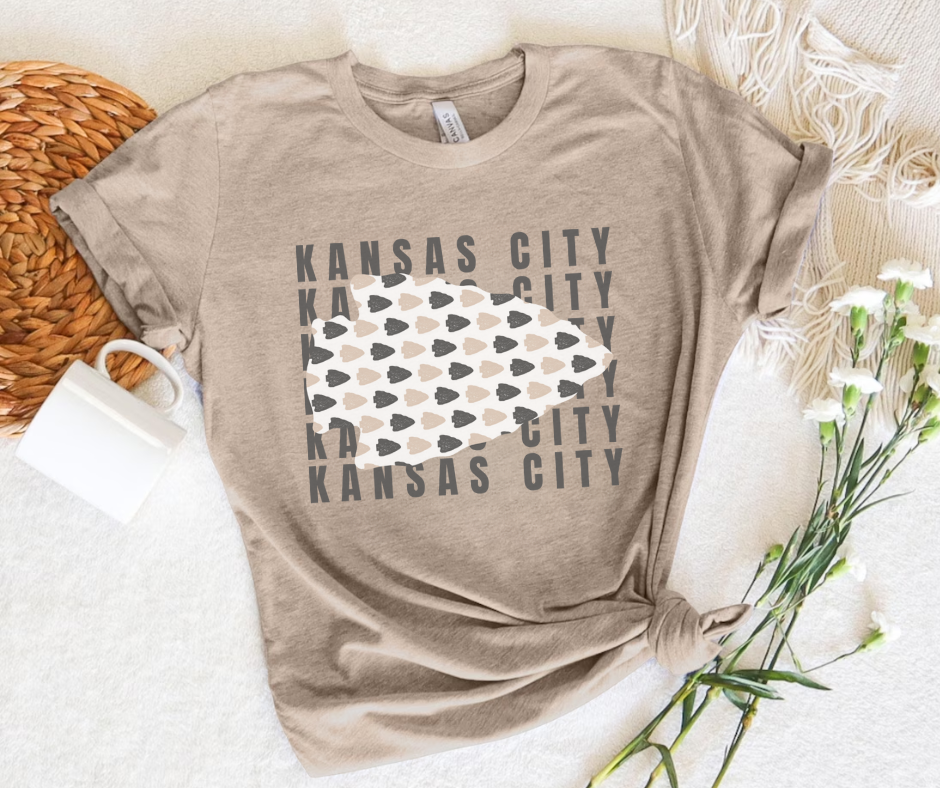 Neutral Kansas City Repeat w/ Arrowhead Tan Graphic Tee - The Red Rival