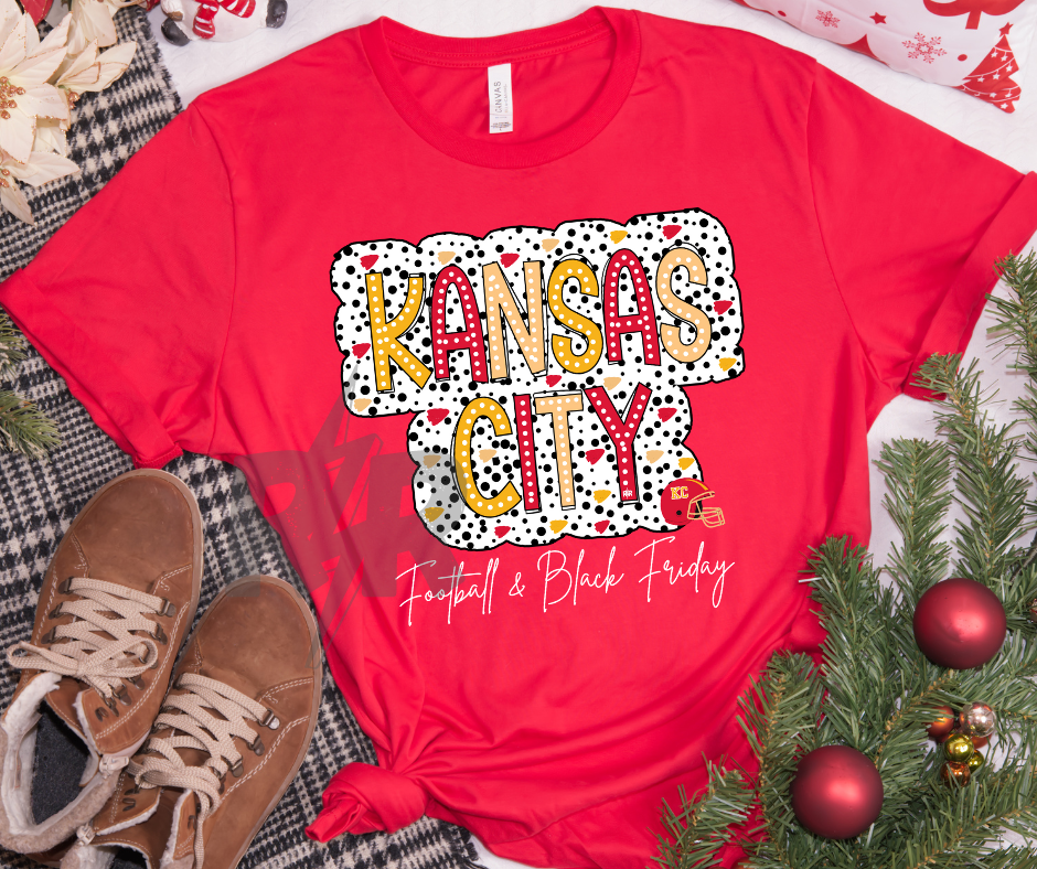 Kansas City Football & Black Friday Dots Red Tee - The Red Rival