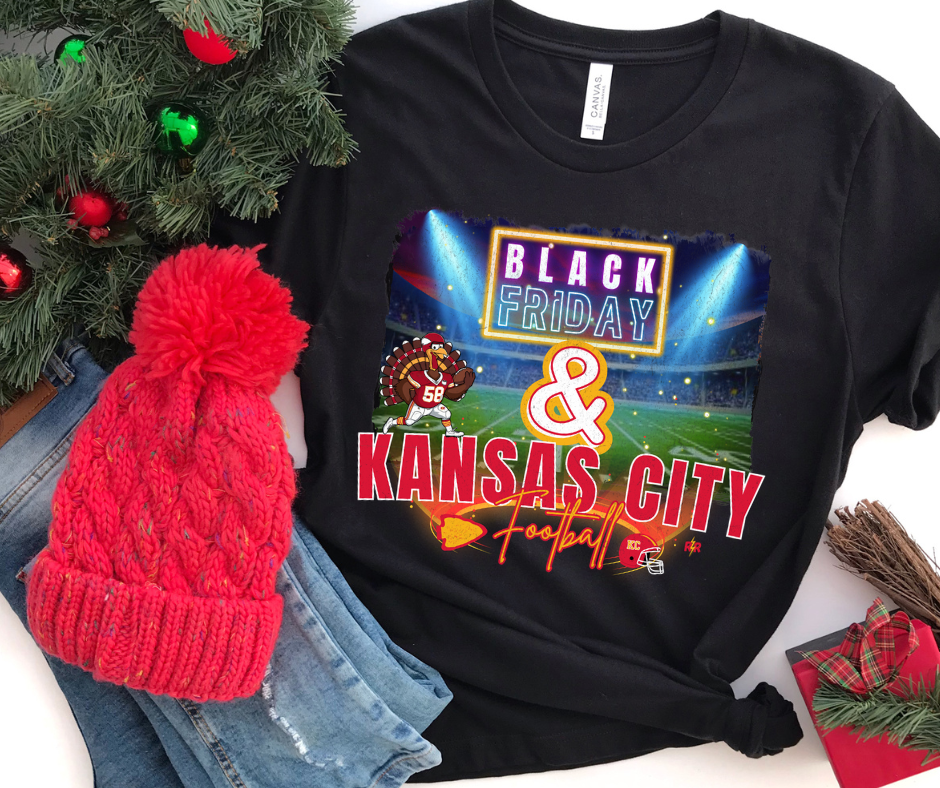 Black Friday & Kansas City Football Field Black Tee - The Red Rival