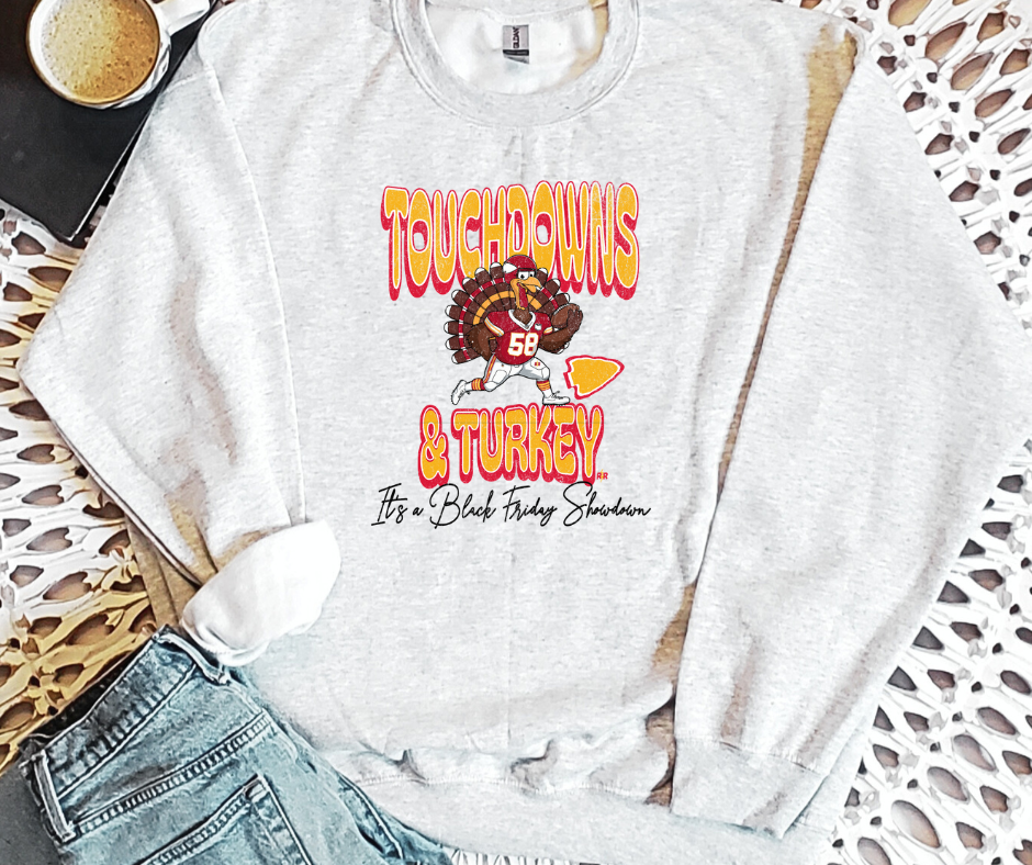 Touchdowns & Turkey It's a Black Friday Showdown Ash Sweatshirt - The Red Rival
