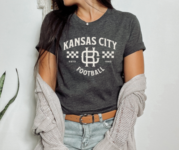 Vintage Kansas City Football Dark Heather Grey Tee - The Red Rival