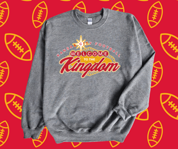 Welcome to the Kingdom Vegas Sign Grey Graphic Sweatshirt - The Red Rival