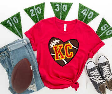 KC Football Heart Red Graphic Tee - The Red Rival