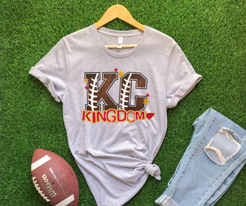 KC Kingdom Football Letters Grey Tee - The Red Rival