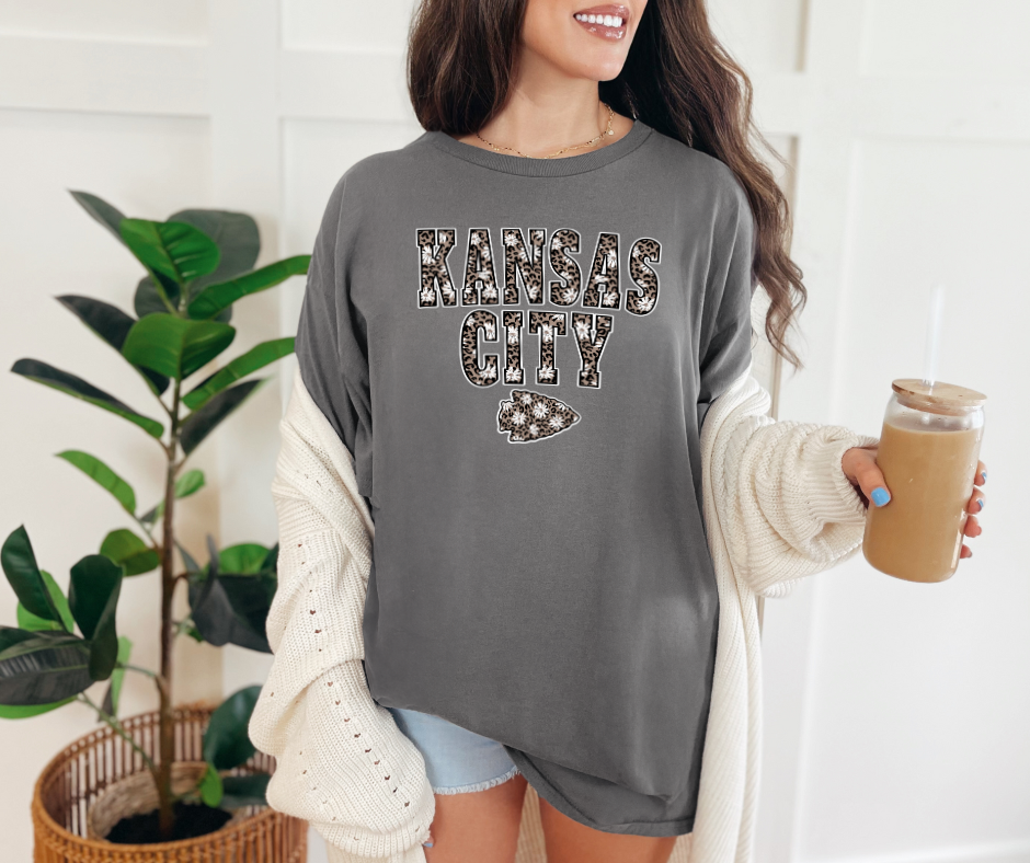 Daisy Leopard Kansas City Arrowhead Tee (Select Your Color) - The Red Rival