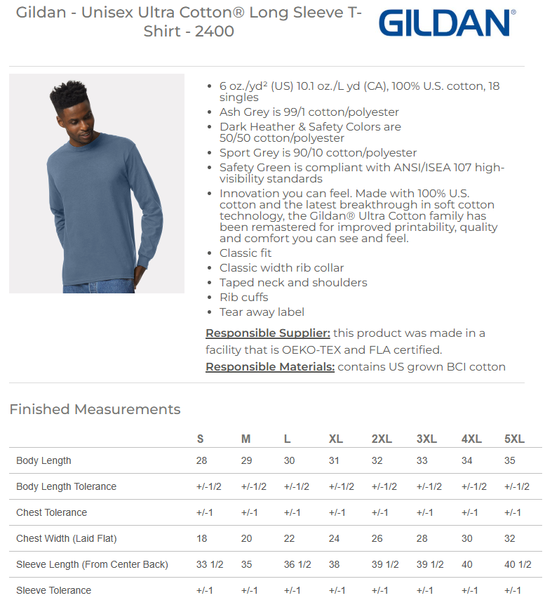 OneSource Restoration Unisex Gildan Long Sleeve Tees (Front Pocket / Full Back Logo)
